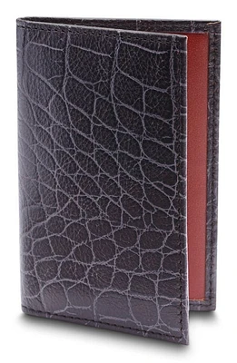 Bosca Croc Embossed Leather Card Case in Dark Brown at Nordstrom