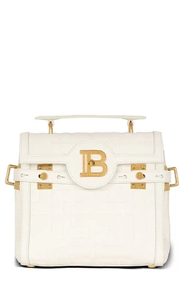 Balmain B-Buzz 23 Monogram Leather Top Handle Bag in Cream at Nordstrom