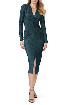 Diane von Furstenberg Hades Metallic Long Sleeve Body-Con Dress Blue at Nordstrom,