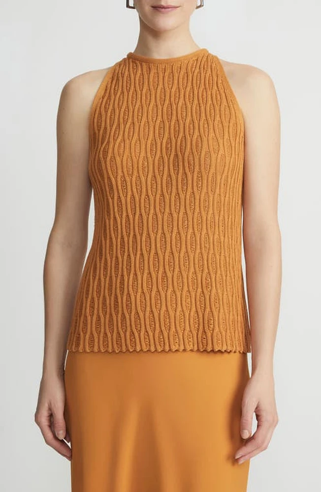 Lafayette 148 New York Honeycomb Stitch Cotton & Silk Sweater Tank Terracotta at Nordstrom,