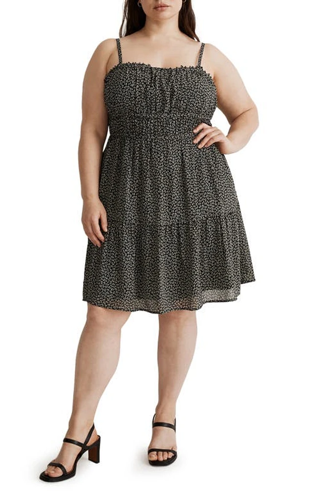 Madewell Sophia Micro Daisy Tiered Sundress True Black at Nordstrom,