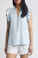 caslon(r) Flounce Sleeve Cotton Gauze Top at Nordstrom,