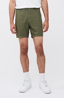 French Connection Linen Blend Shorts Olive at Nordstrom,