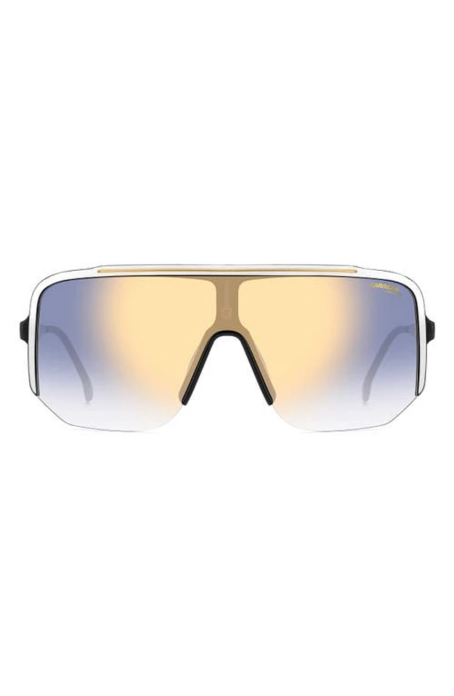 Carrera Eyewear 99mm Oversize Shield Sunglasses in White Black/Blsf Gdsp at Nordstrom