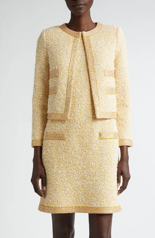 St. John Evening Sequin Eyelash Tweed Crop Jacket Multi at Nordstrom,