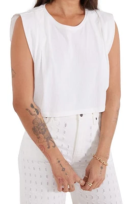 ÉTICA Zelie Pleated Crop Muscle Tee Cloud White at Nordstrom,