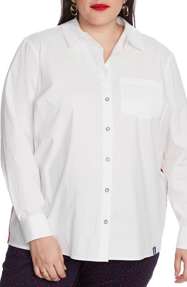 Court & Rowe Embroidered Button-Up Shirt Ultra White at Nordstrom,