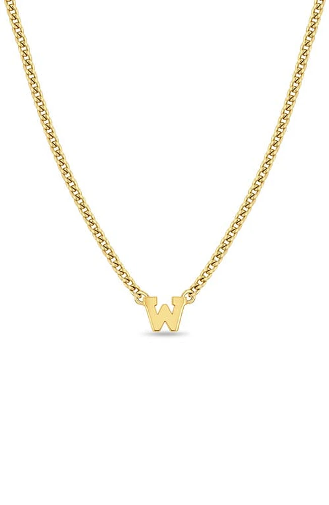 Zoë Chicco Curb Chain Initial Pendant Necklace in Yellow Gold-W at Nordstrom, Size 16