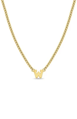 Zoë Chicco Curb Chain Initial Pendant Necklace in Yellow Gold-W at Nordstrom, Size 16