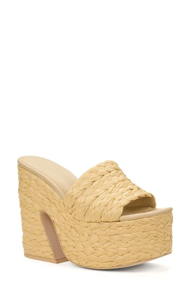 Cult Gaia Daria Raffia Platform Slide Sandal Natural at Nordstrom,