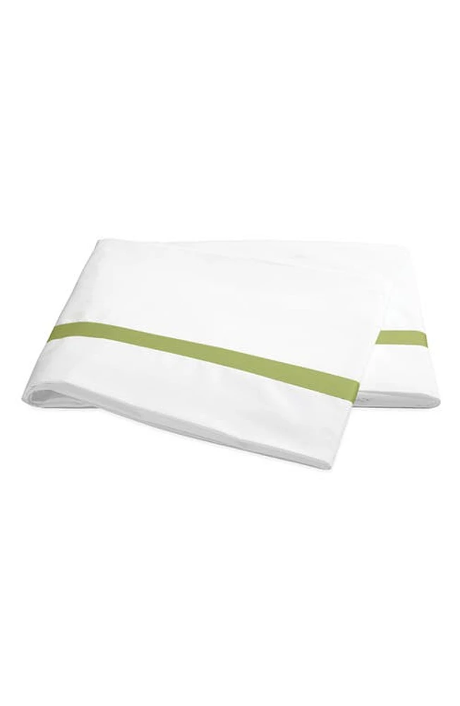 Matouk Lowell 600 Thread Count Flat Sheet in White/Grass at Nordstrom