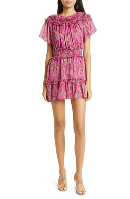 MISA Los Angeles Siobahn Paisley Ruffle Dress Fuschia at Nordstrom,