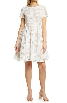 Shani Floral Fit & Flare Cocktail Dress White/Nude at Nordstrom,