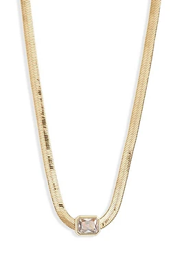 Nordstrom Cubic Zirconia Station Snake Chain Necklace in Clear- Gold at Nordstrom