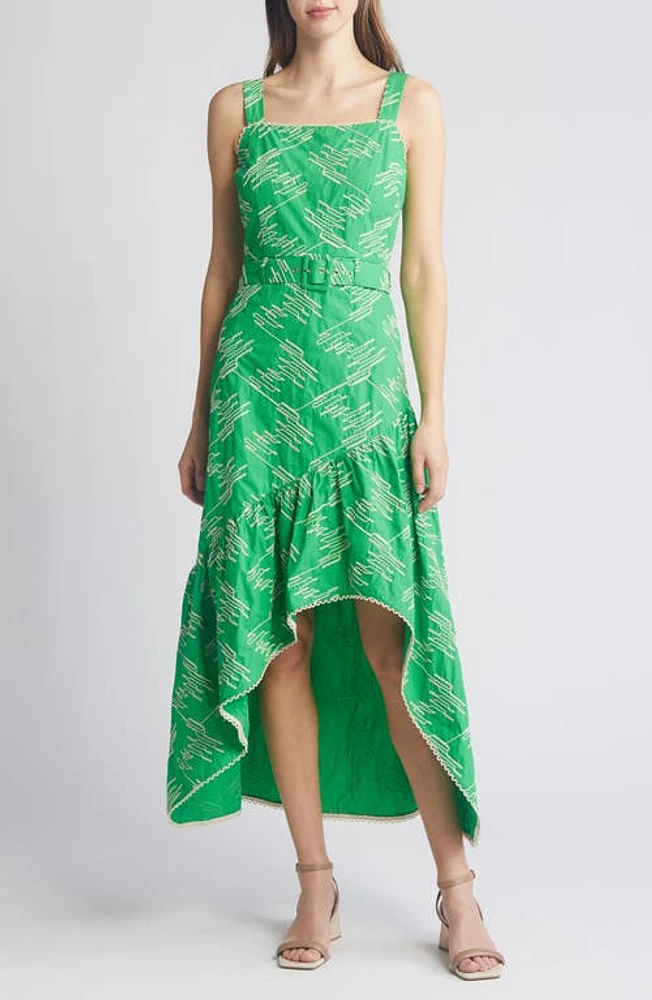 CIEBON Simala Belted High-Low Dress Emerald Green at Nordstrom,