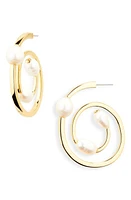 Lele Sadoughi Spin Skater Hoop Earrings in Gold/pearl at Nordstrom