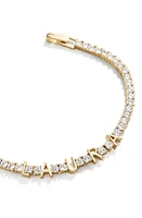 BaubleBar Personalized Cubic Zirconia Tennis Bracelet in Clear/Yellow Gold at Nordstrom, Size 6.75