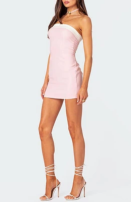 EDIKTED Priyah Contrast Foldover Strapless Minidress Light-Pink at Nordstrom,