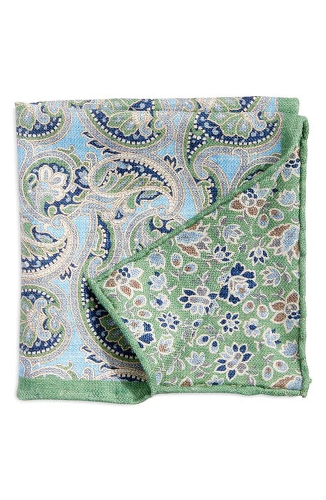 EDWARD ARMAH Paisley & Floral Prints Reversible Silk Pocket Square in Green at Nordstrom