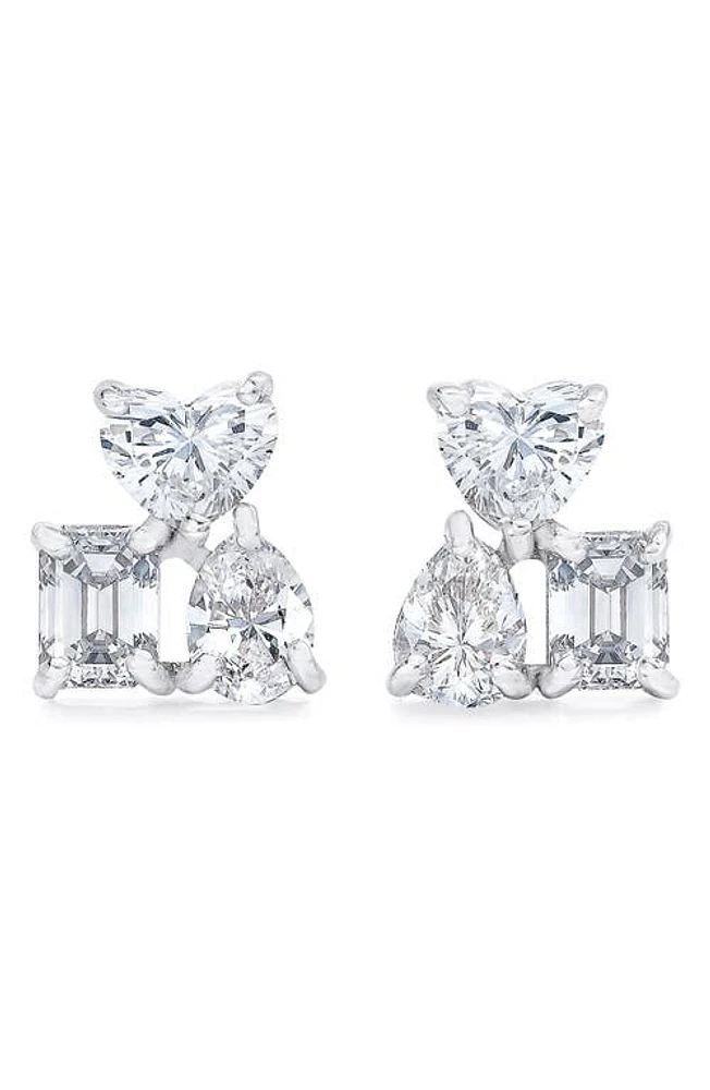 Mindi Mond Fancy Cut Diamond Cluster Stud Earrings in 18K Wg at Nordstrom