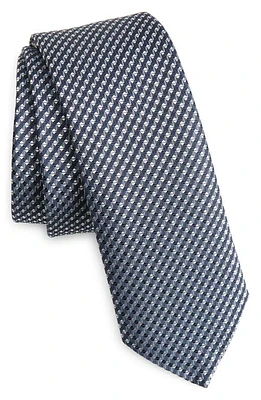 BOSS Geometric Silk Blend Tie in Dark Blue at Nordstrom