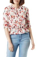 Sam Edelman Scarlette Button Front Crop Peplum Top Arctic Wolf-Flora Breeze at Nordstrom,