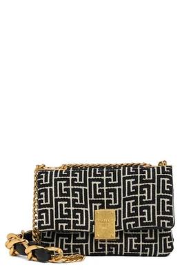 Balmain Small 1945 Soft Monogram Jacquard Crossbody Bag in Ivory/Black at Nordstrom