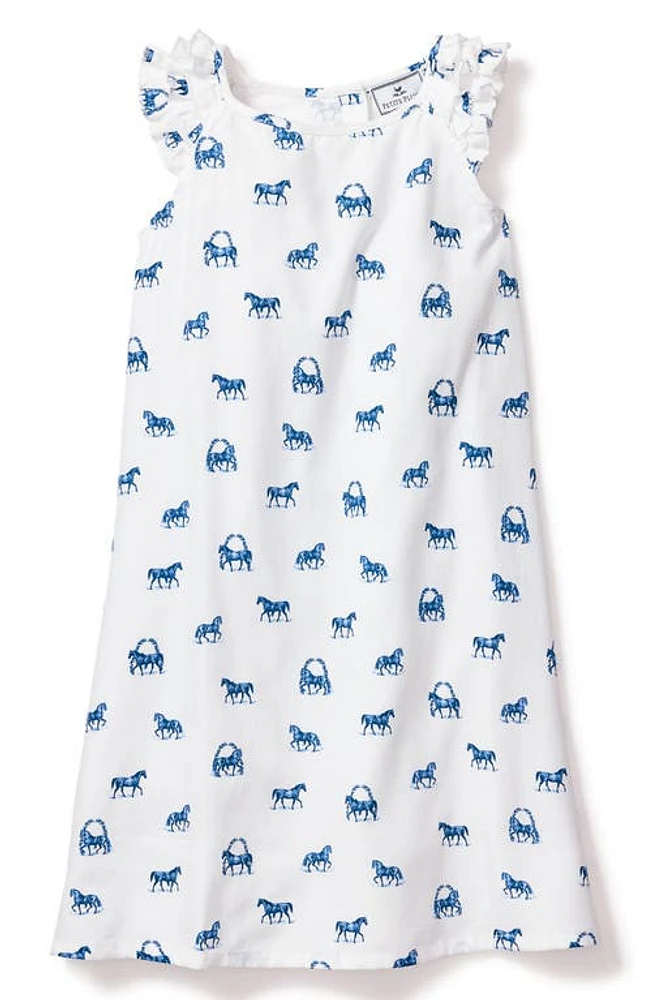 Petite Plume Kids' Amelie Equestrian Print Nightgown at Nordstrom,