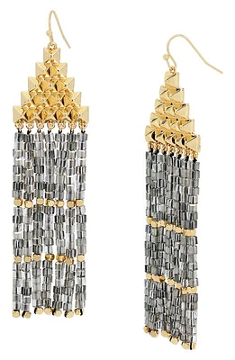 AllSaints Pyramid Beaded Fringe Drop Earrings in Gold at Nordstrom