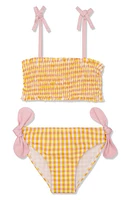 Mon Coeur Kids' Gingham Two-Piece Swimsuit Natural/Cyber Yellow at Nordstrom,