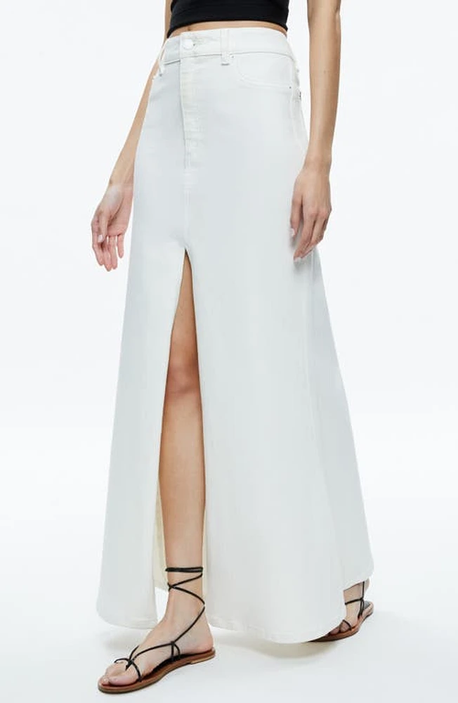 Alice + Olivia Denim Maxi Skirt Off White at Nordstrom,