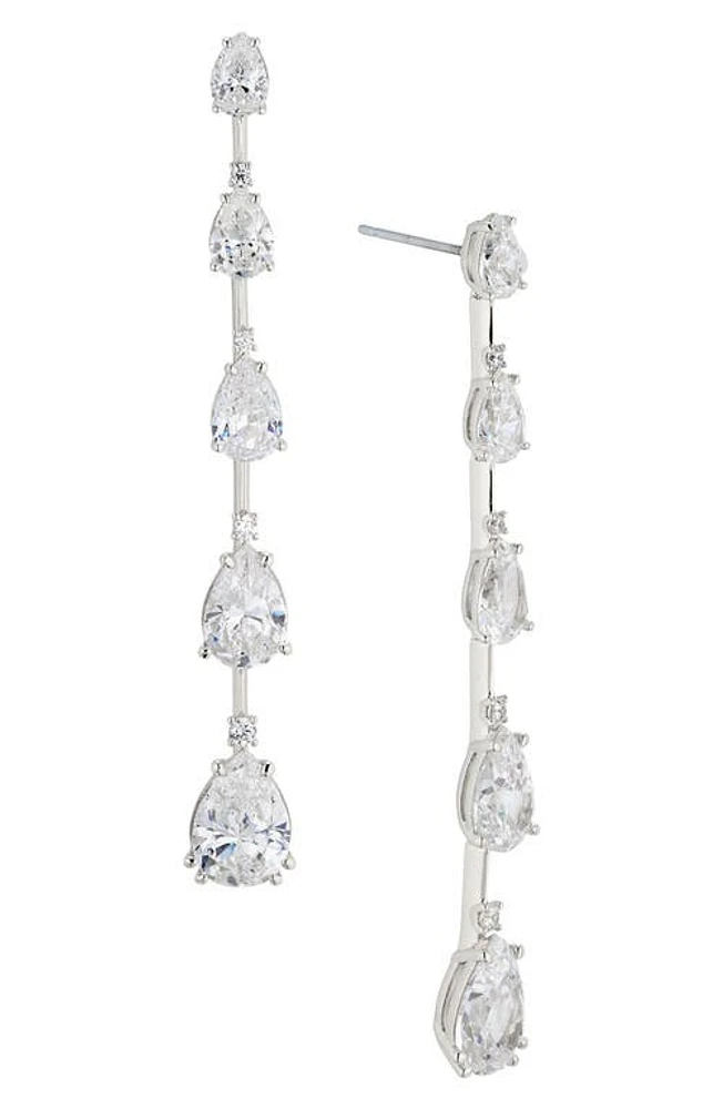 Nadri Evelyn Pear Cubic Zirconia Linear Drop Earrings in Rhodium at Nordstrom