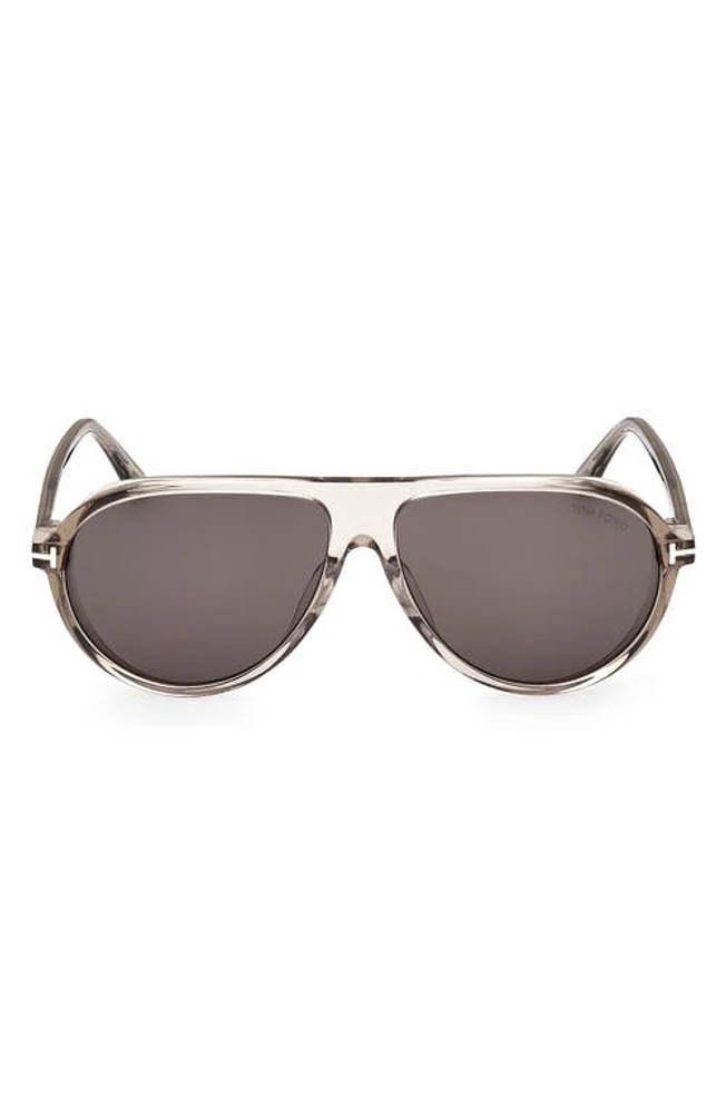 TOM FORD Marcus 60mm Gradient Pilot Sunglasses in Shiny Light Brown /Smoke at Nordstrom