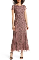 Pisarro Nights Beaded Mesh Midi Cocktail Dress at Nordstrom,