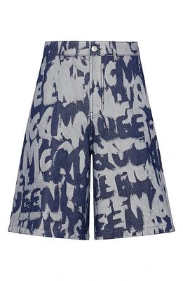 Alexander McQueen Graffiti Logo Denim Shorts Indigo at Nordstrom, Us