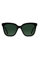 Vincero Ellison 54mm Polarized Round Sunglasses in Jet Black Green at Nordstrom