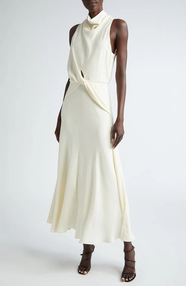 Brandon Maxwell Valerie Twist Waist Silk Gown Ivory at Nordstrom,