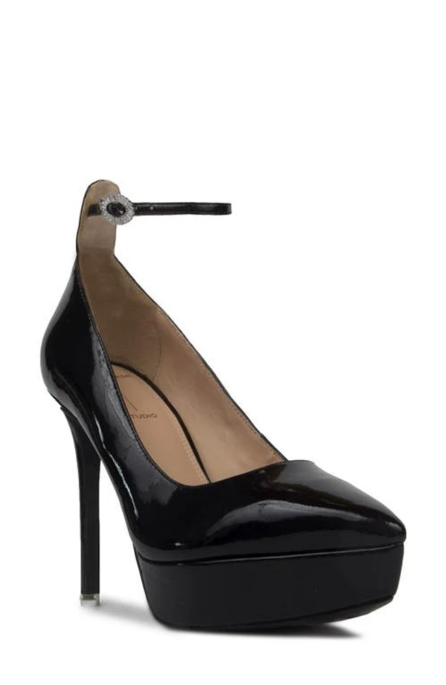 Black SUEDE STUDIO Gracie Pointed Toe Platform Pump Patent Leather at Nordstrom,