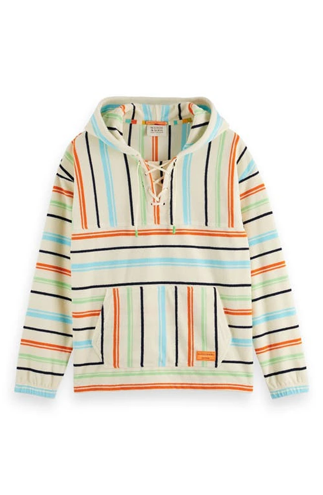 Scotch & Soda Stripe Terry Hoodie Multicolour at Nordstrom,