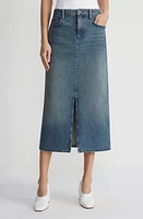 Lafayette 148 New York Front Slit Denim Midi Skirt Sun Faded at Nordstrom,