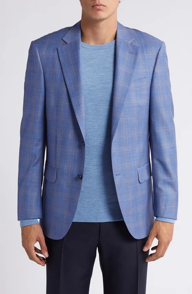 Peter Millar Plaid Wool Sport Coat Light Blue at Nordstrom,