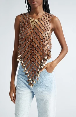 Rabanne Diamond Pattern Chain Link Wood Sleeveless Top at Nordstrom, Us