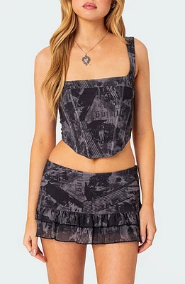 EDIKTED Nightlife Corset Crop Top Gray at Nordstrom,