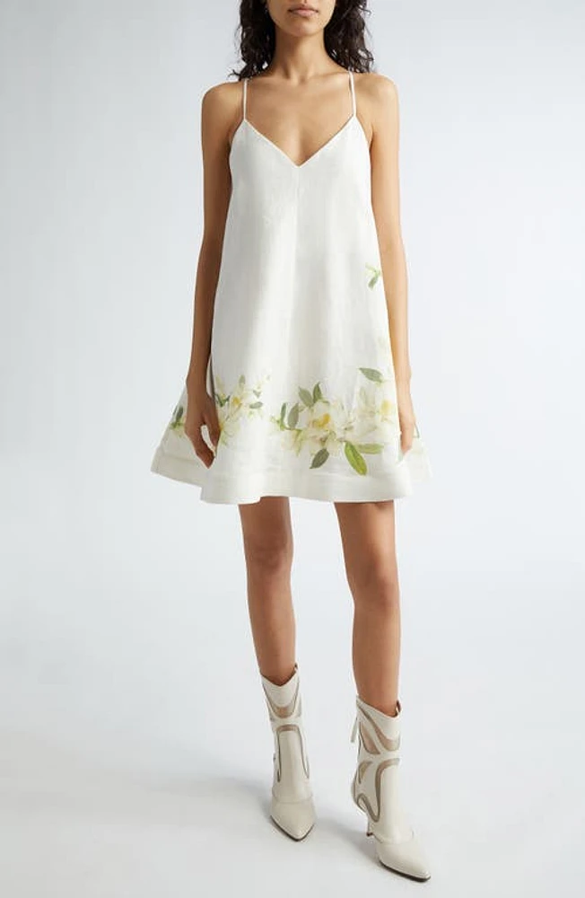 Zimmermann Harmony Linen Swing Dress Ivory Magnolia at Nordstrom,