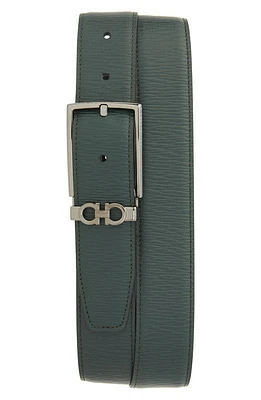 FERRAGAMO Double Gancio Loop Reversible Leather Belt Agrifoglio Nero at Nordstrom, Cm