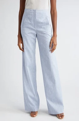 Veronica Beard Jude Wide Leg Cotton Blend Pants Blue Oasis at Nordstrom,