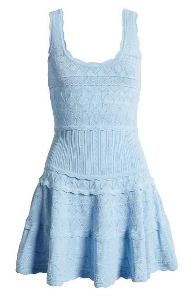 LoveShackFancy Ronelle Mixed Pointelle Minidress Morning Tide at Nordstrom,