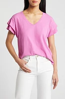 caslon(r) Flutter Sleeve Cotton & LinenTop at Nordstrom,