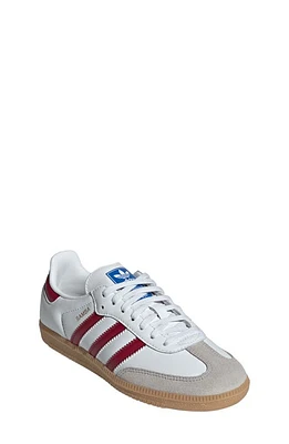 adidas KIds' Samba Sneaker in White/Burgundy/Gum at Nordstrom, Size 3.5 M