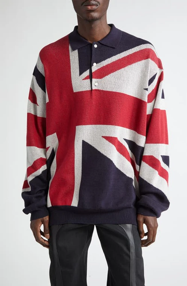 TAKAHIROMIYASHITA TheSoloist. Union Jack Cotton Polo Sweater Tricolor at Nordstrom, Us